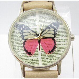Women Charming Charlie Butterfly Quartz WR Analog 38mm Causal Round Watch (F624)